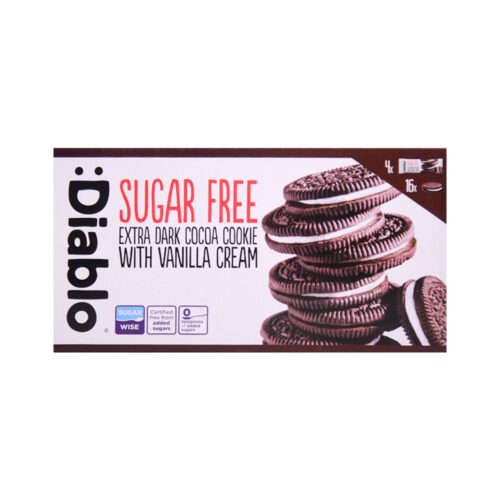 DIABLO BISCUIT SUGAR FREE EXTRA DARK COCOA COOKIE WITH VANIL