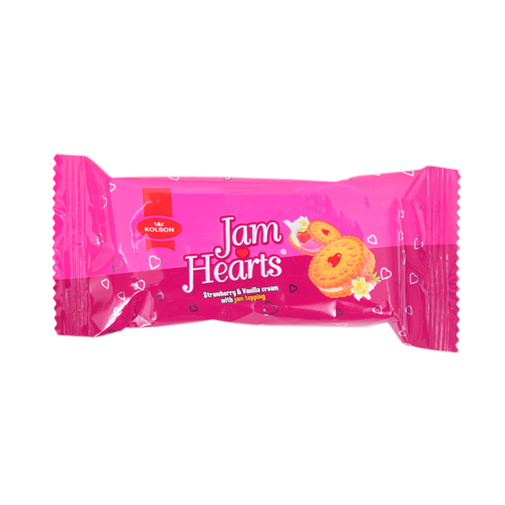 KOLSON JAM HEARTS BISCUITS STRAW & VANILA 26.2 GM BAR PACK