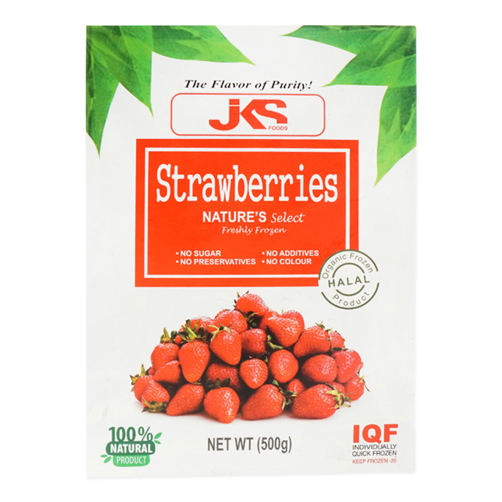JKS NATURES SELECT FRESHLEY FROZEN STRAWBERRIES BOX 500GM