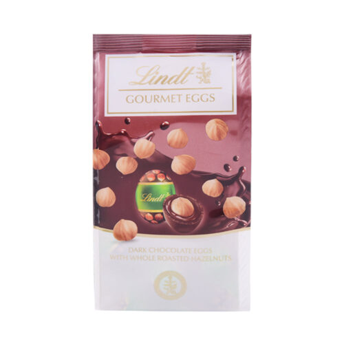 LINDT GOURMET DARK CHOCOLAT WITH HAZELNUTS EGGS 130GM