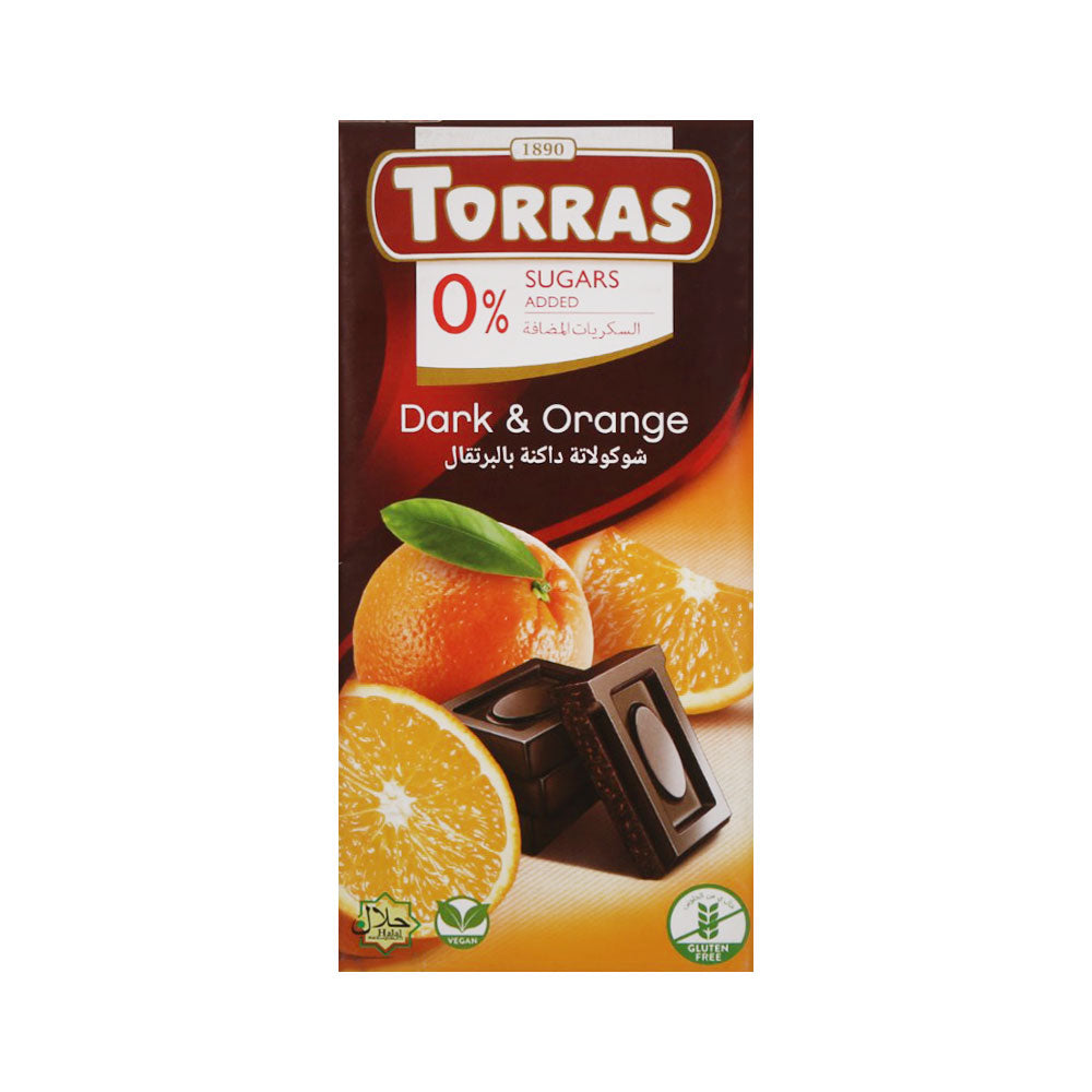 TORRAS DARK CHOCOLATE NARANJA WITH ORANGE 75G