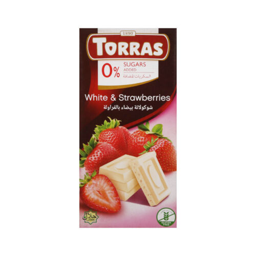 TORRAS WHITE CHOCOLATE FRESAS WITH STARWBERRIES 75G