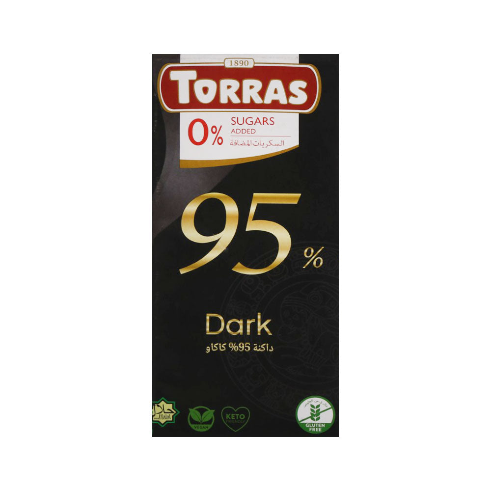 TORRAS DARK CHOCOLATE 95% COCOA 75GM