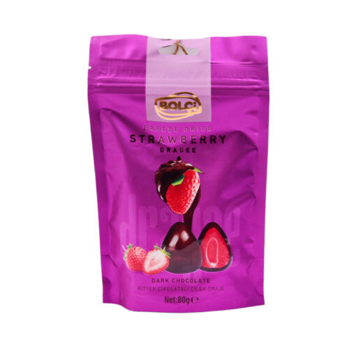 BOLCI DARK CHOCOLATE STRAWBERRY DRAGEE EDK150 80 GM