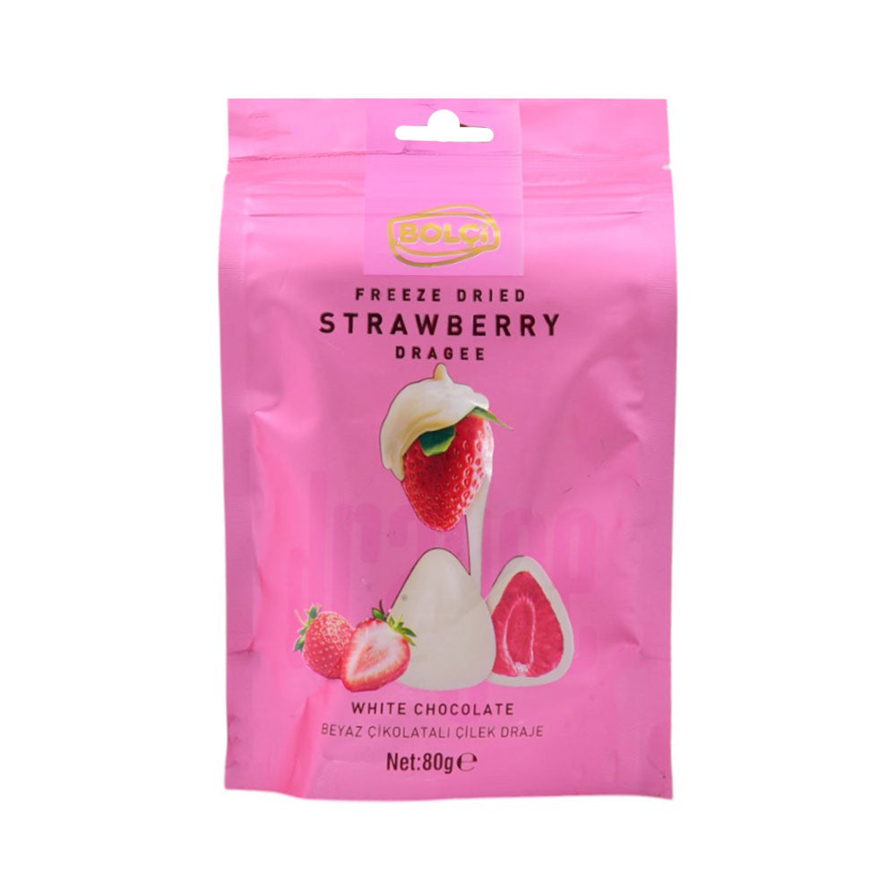 BOLCI WHITE CHOCOLATE STRAWBERRY DRAGEE EDK151 80 GM