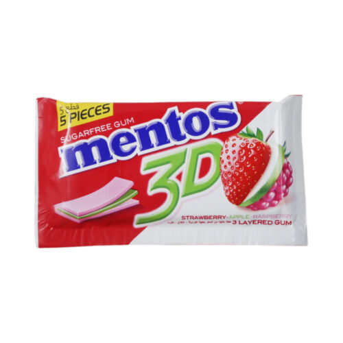 MENTOS GUM 3D FRUITY FRESH STRAWBERRY RASBERRY BASIC