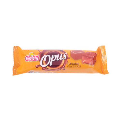 GIGGLY OPUS CARAMEL FILLED CHOCOLATE CUBES RS 50 68GM