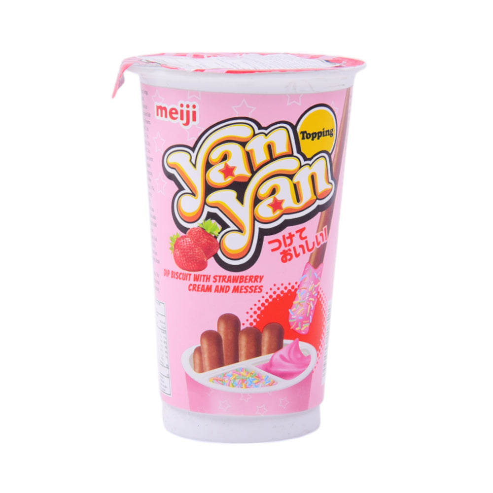 MEIJI YAN YAN BISCUIT STRAWBERRY CREAM TOPPING 30 GM