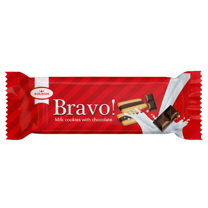 KOLSON BRAVO MILK COOKIES WITH CHOCOLATE 32 GM