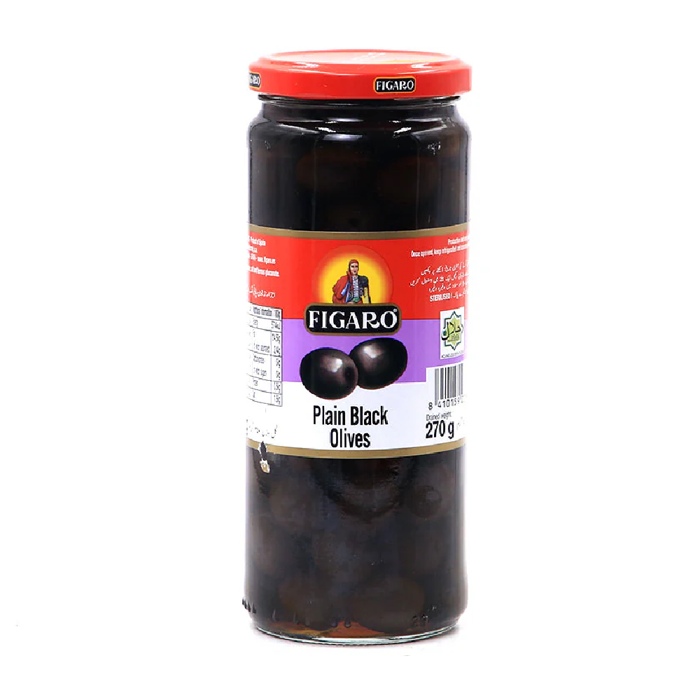 FIGARO OLIVES BLACK PITTED 450 GM