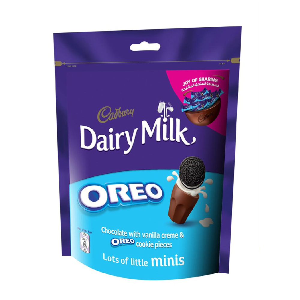 CADBURY DAIRY MILK CHOCOLATE OREO MINIS POUCH 188.5 GM