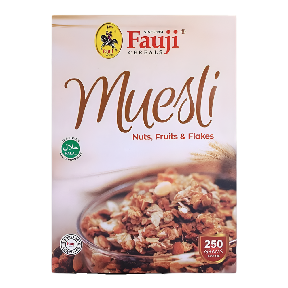 FAUJI CEREAL MUESLI NUTS FRUITS AND FLAKES 250 GM