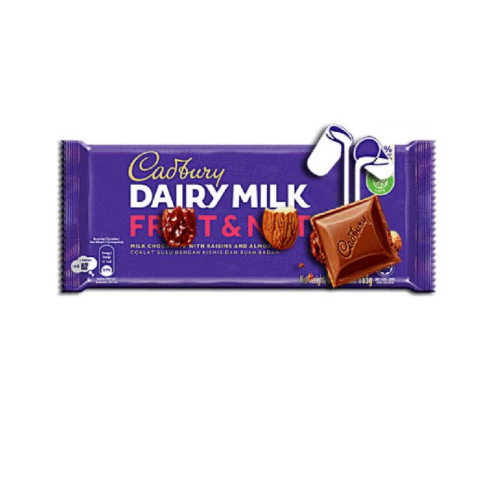 CADBURY DAIRY MILK CHOCOLATE FRUIT AND NUT 160 GM