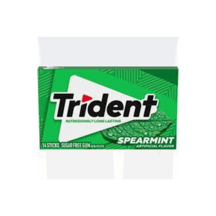 TRIDENT BUBBLE GUM SPEARMINT 14 STICKS