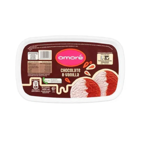 OMORE ICE CREAM 2IN1 CHOCOLATE & VANILLA BUCKET 1500 ML
