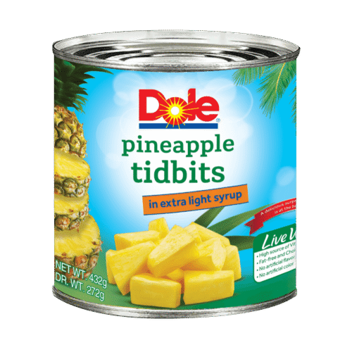 DOLE PINEAPPLE TIDBITS TIN 432 GM