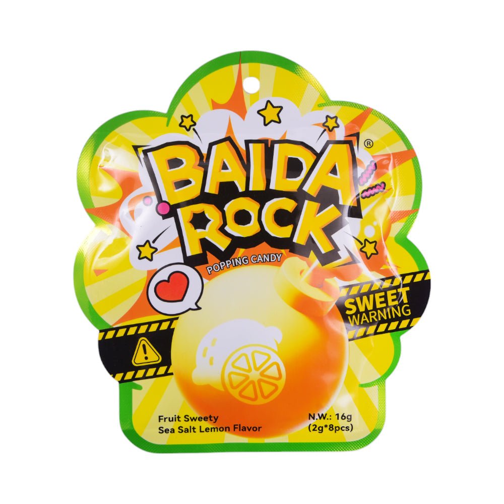 BAIDA ROCK POPPING CANDY LOLLIPOP SEA SALT LEMON 16 GM