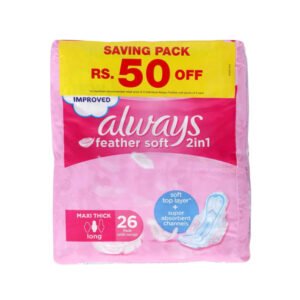ALWAYS FEATHER SOFT PAD 2IN1 MAXI THICK LONG 26  S WITH WIN
