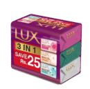 LUX SOAP RAINBOW TRIO PACK SAVE RS.20 3X130GM