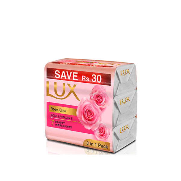 LUX SOAP ROSE GLOW TRIO PACK SAVE RS.20 3X128 GM
