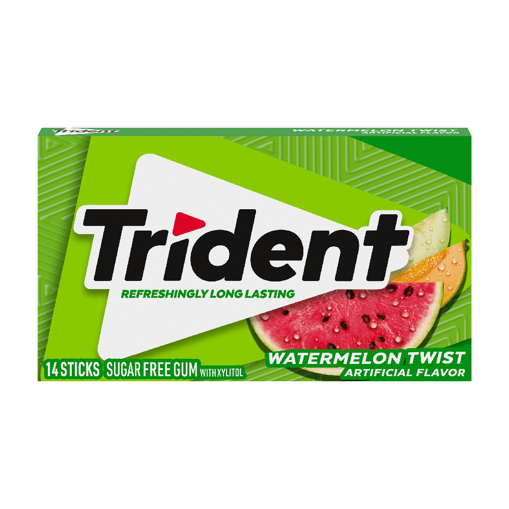 TRIDENT BUBBLE GUM WATERMELON 14 STICKS
