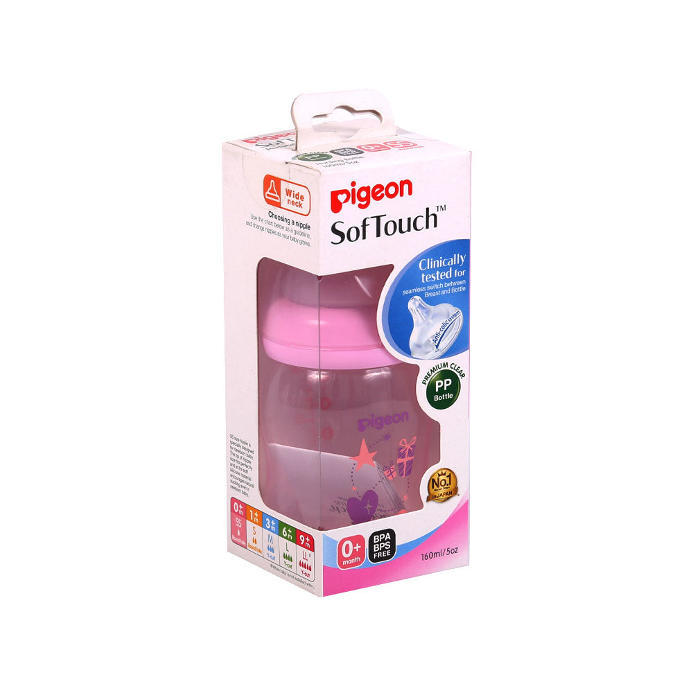 Pigeon Baby Feeding Bottle Clear Pink 0M+160-ML 78181