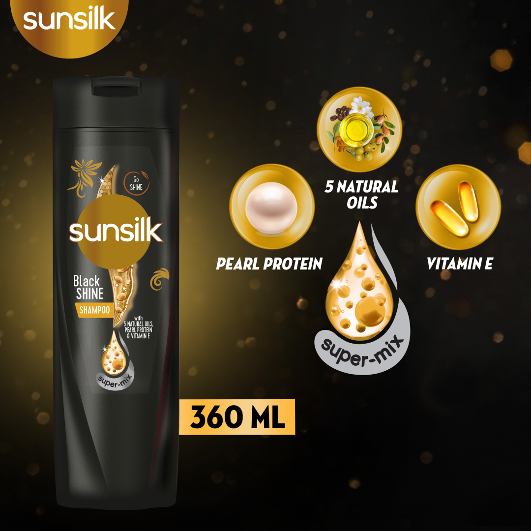 Sunsilk Shampoo Black Shine Super Mix 360 Ml